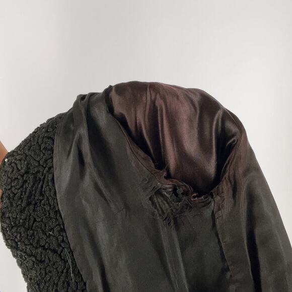 Vintage Fur Trim Black Pattern Winter Cape Size Small - Picture 5 of 6